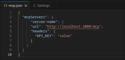 Cursor MCP settings JSON file