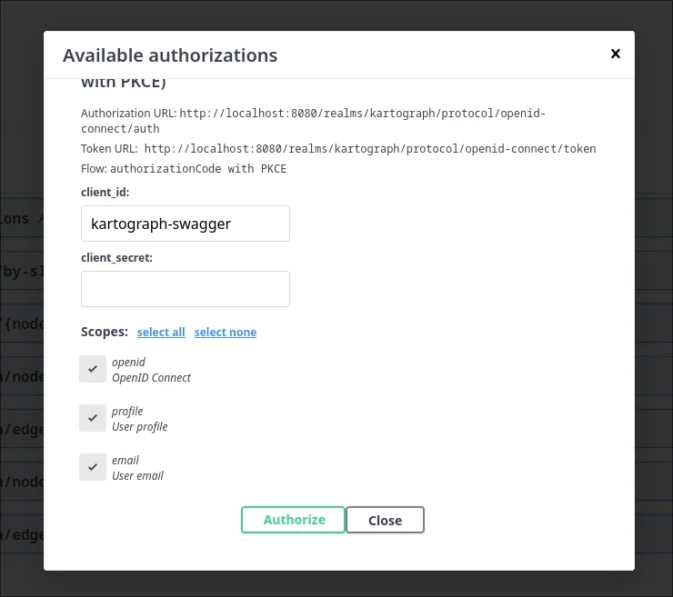 Swagger Authorize Dialog